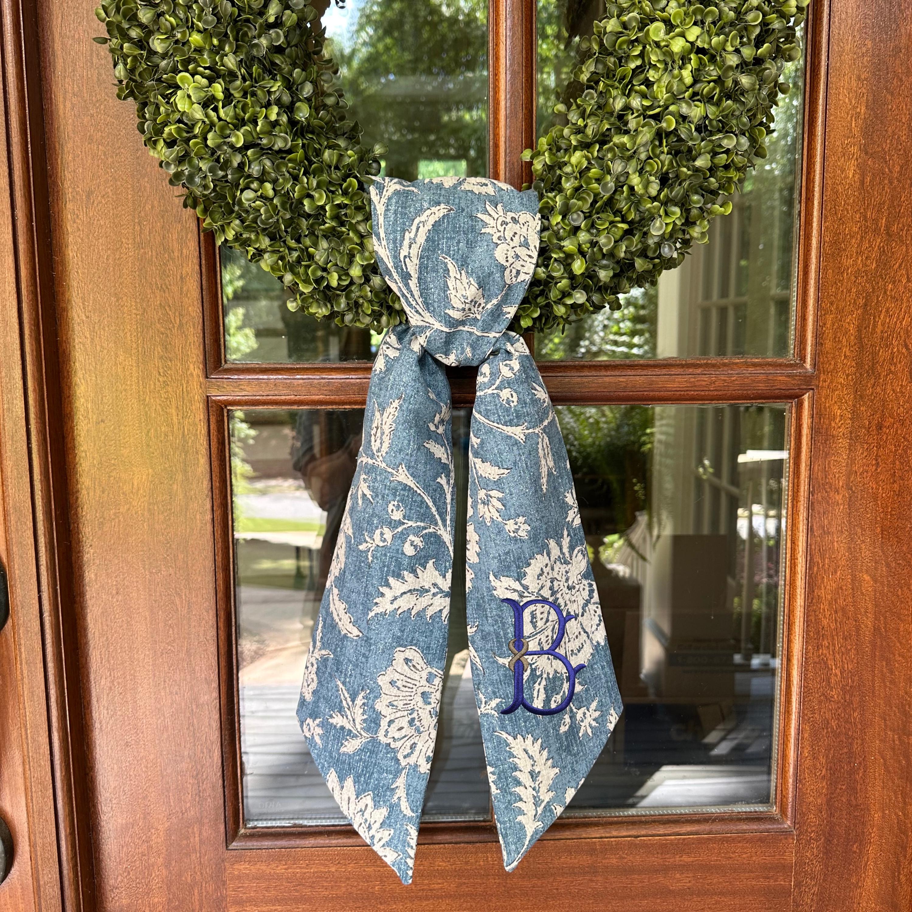 Denim & Cream Floral Sash