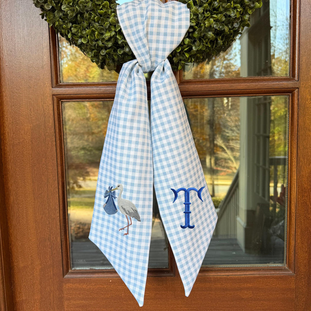 Boy Stork Gingham Sash