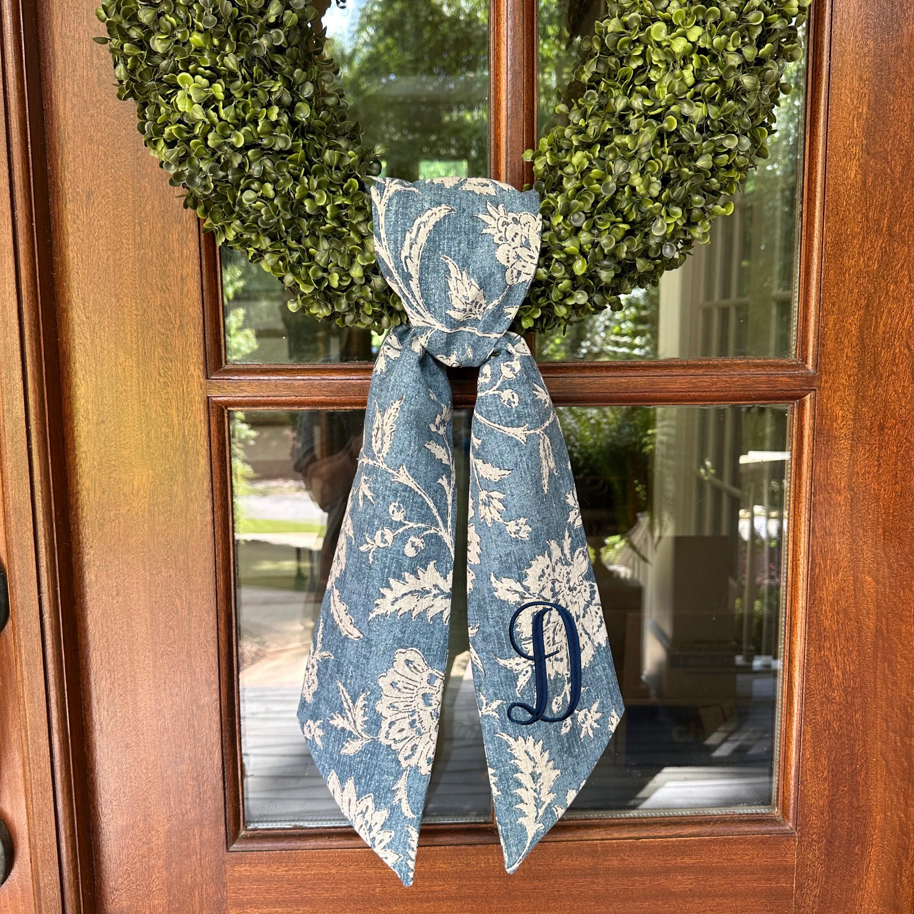 Denim & Cream Floral Sash