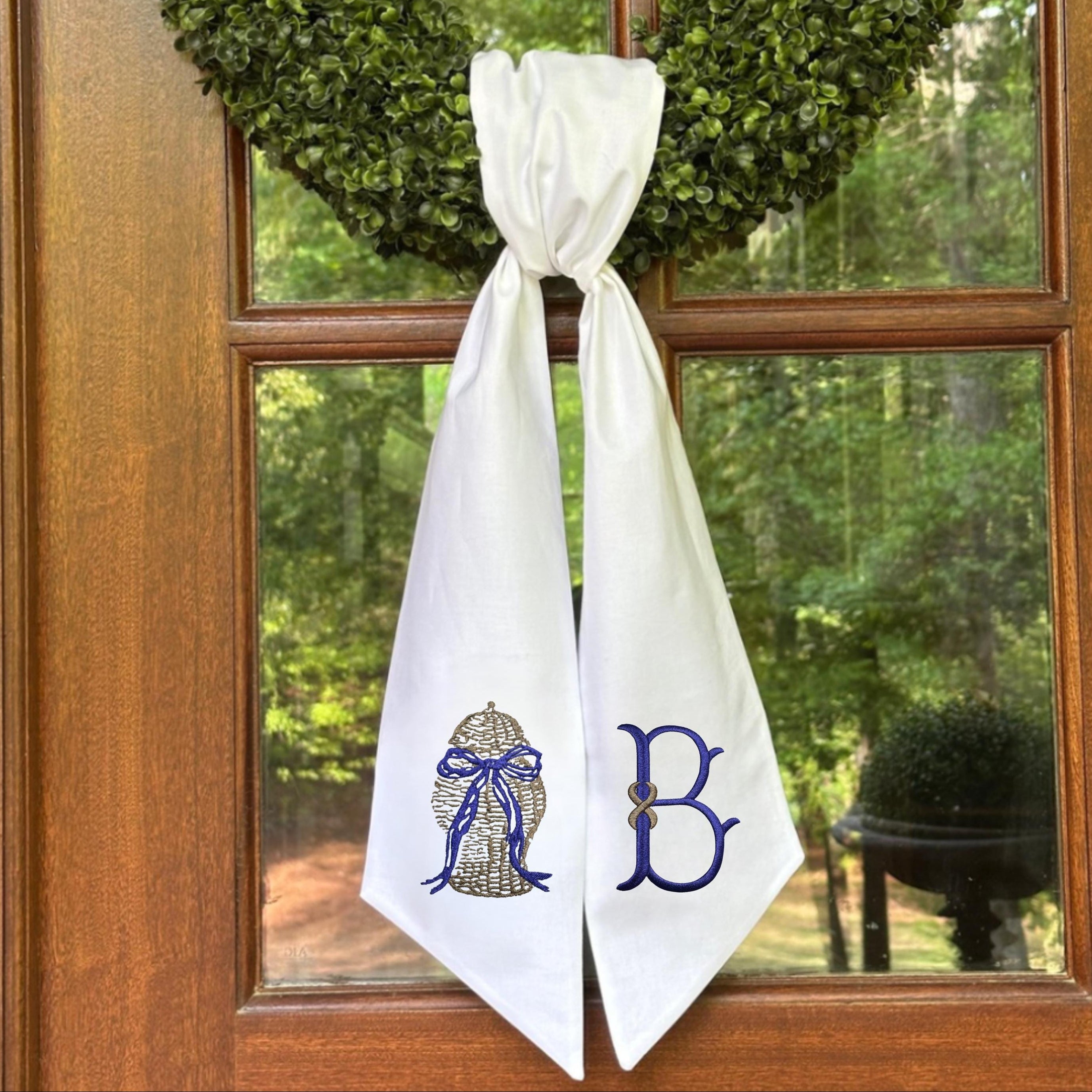 Rattan Basket & Bow Sash